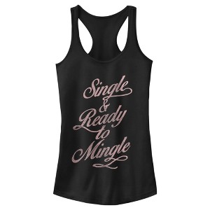 Juniors Womens Lost Gods Single & Ready to Mingle Racerback Tank Top - 1 of 4