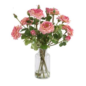 Uttermost Adoration Rose Bouquet-Pink Toned Roses with Faux Water in Glass Jar - 1 of 4