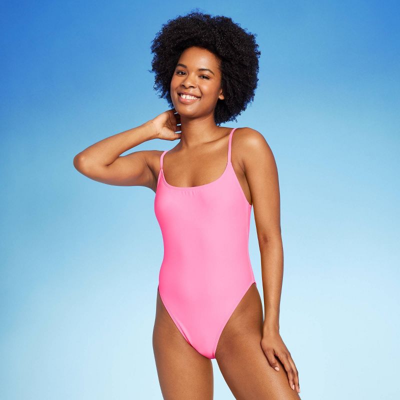 Women's High Leg Cheeky Scoop Back One Piece Swimsuit - Wild Fable™, 1 of 9