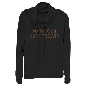 Juniors Womens CHIN UP Halloween Just Treats Cowl Neck Sweatshirt - 1 of 3
