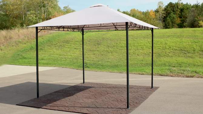 Sunnydaze Steel Open Gazebo with Weather-Resistant Polyester Fabric Top and Black Metal Frame for Backyard, Garden, Deck or Patio - 10' x 10' - Gray, 2 of 10, play video