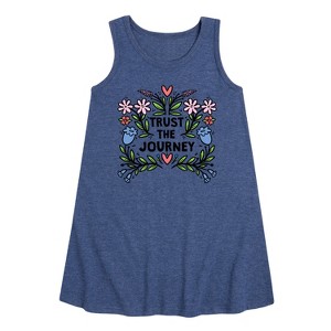 Girls' - Instant Message - Trust The Journey Graphic Sleeveless Aline Dress - 1 of 4