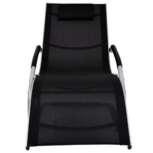 vidaXL Sun Lounger Black and Grey Textilene fabric, Aluminum Standard - 1 of 4