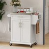 NicBex 1 Drawer Rolling Kitchen Island Cart with Cabinet and Stainless Steel Countertop,Kitchen Island with Spice Rack,Island Table for Kitchen - 2 of 4