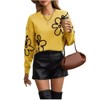 Women's Floral Jacquard Sweater - Fashion Round Neck Long Sleeve Knit Top for Casual Wear - 2 of 3