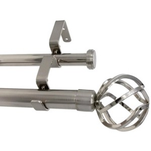 Urbanest Zeffoli Flat Button 1-inch 3-4 inch Double Drapery Curtain Window Rod Set - 1 of 4