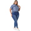 Agnes Orinda Women's Plus Size Short Sleeve Button-Down Cropped Denim Jean Jackets - 3 of 4