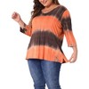 Agnes Orinda Women's Plus Size Tie Dye 3/4 Sleeve Side Slit V Neck Trendy Spring Tops - 2 of 4
