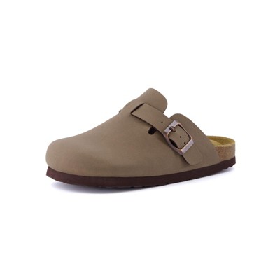 CUSHIONAIRE Kid's Hana Cork footbed clog with Genuine Leather upper, Faux Fur lining, and +Comfort
