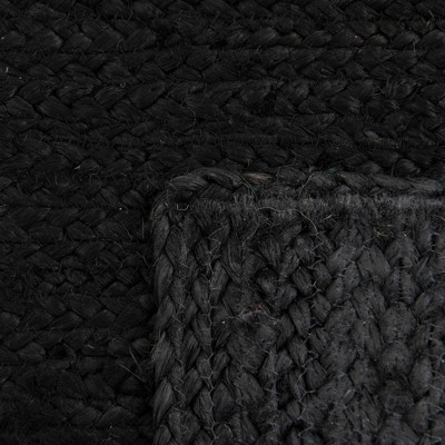 Handmade Black Braided Jute Rectangular Indoor Area Rug