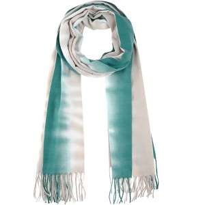 INSPIRE CHIC Women's Contrast Color Imitation Cashmere Ombre Fringe Soft Winter Warm Scarves 1Pc - 1 of 4