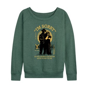 Women's - Yellowstone - I'm Sorry Lightweight French Terry Wide Neck Long Sleeve Shirt - 1 of 4
