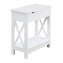 Oxford Flip Top End Table with Charging Station White - Breighton Home
