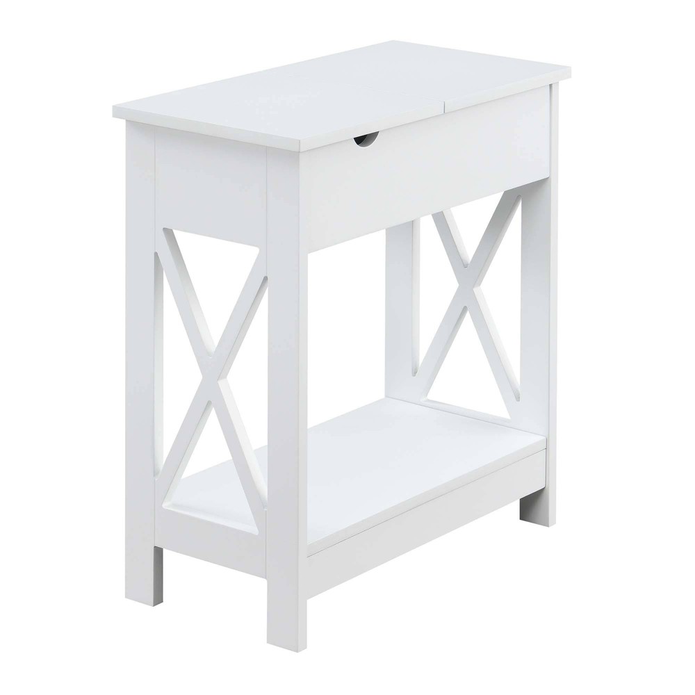 Photos - Coffee Table Oxford Flip Top End Table with Charging Station White - Breighton Home
