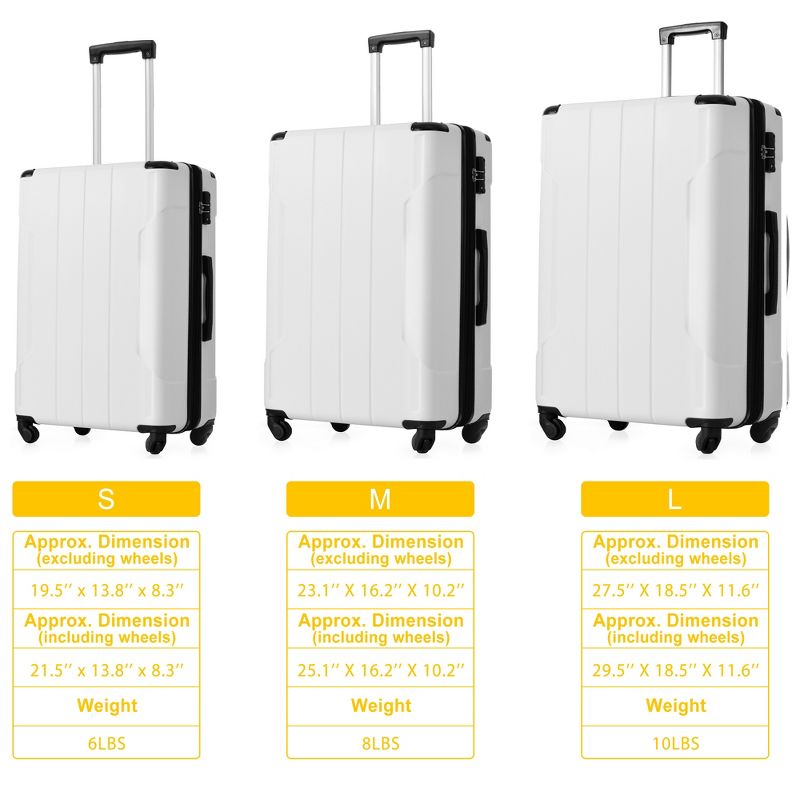 3/2/1pc Luggage Sets, Expandable Hardside Spinner Lightweight Suitcase with TSA Lock 20''/24''/28'' 4M -ModernLuxe, 2 of 9
