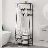 Coat Rack Shoe Bench with Hooks, Hall Trees Entryway Bench with Storage, Multifunctional Hallway Organizer - 3 of 4