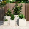 LeisureMod Fern 5-Piece Square Stone Planter Set with Drainage Holes and Covers, All-Weather Design for Indoor/Outdoor Use - 3 of 4
