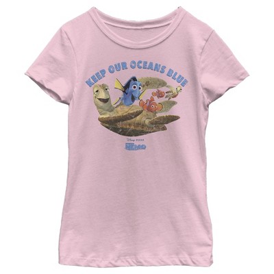 Girl's Finding Nemo Keep Our Oceans Blue T-Shirt