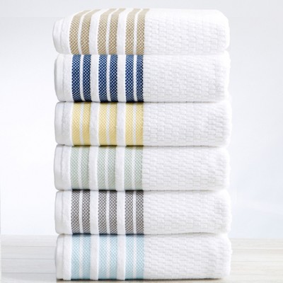 Great Bay Home 100% Cotton Textured Striped Bath Towel Sets : Target