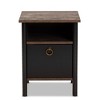 Vaughan Two-Tone Rustic Finished Wood Nightstand Walnut - Baxton Studio: Enclosed Storage, Gold-Tone Pull, Bedroom Furniture - 3 of 4