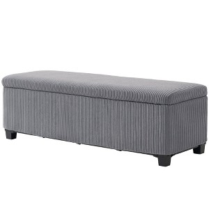 Aghana Digitals 47" Beige Corduroy Storage Ottoman Bench with Steel Frame - Footrest, End-of-Bed - 1 of 4
