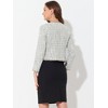 INSPIRE CHIC Women's Long Sleeve Open Front Work Office Short Plaid Tweed Blazer - 4 of 4