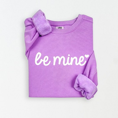Simply Sage Market Women's Lightweight Garment Dyed Graphic Sweatshirt Be Mine Cursive Heart