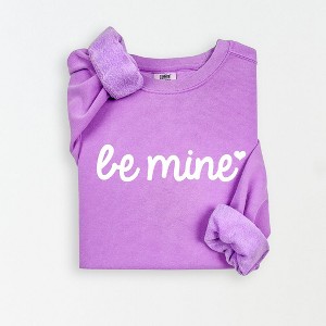 Simply Sage Market Women's Lightweight Garment Dyed Graphic Sweatshirt Be Mine Cursive Heart - 1 of 4