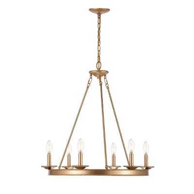 Elegant Gold Painted Iron 6-Light Adjustable Chandelier