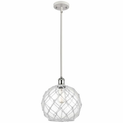 Farmhouse Rope - 1 Light Stem Hung Mini Pendant In Industrial Style-13 Inches Tall and 10 Inches Wide