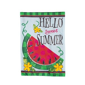 Evergreen Hello Sweet Summer Applique Garden Flag 12 x 18 Inches Indoor Outdoor Decor - 1 of 4