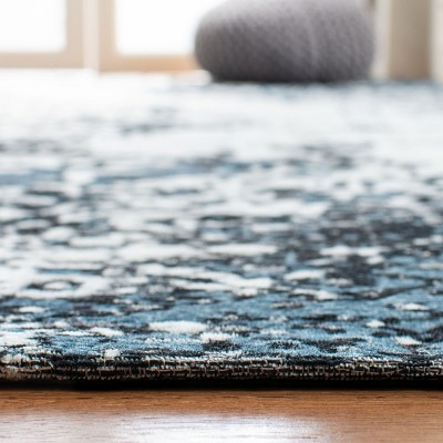 Navy and Ivory 8' x 10' Cotton Chenille Area Rug