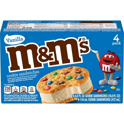 M&Ms Vanilla Ice Cream Cookie Sandwiches - 4ct