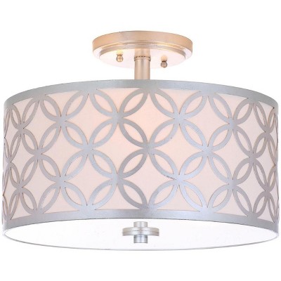 Cecily Silver Glass Drum Flush Mount Light