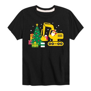 Boys' - Instant Message - Santa Excavator Christmas Presents Short Sleeve Graphic T-Shirt - 1 of 4