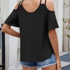 Womens Cold Shoulder Top Basic T Shirts 3/4 Sleeve Casual Blouse Tshirts - 4 of 4