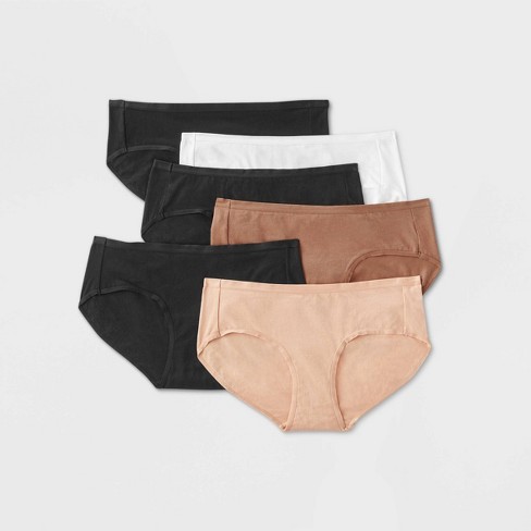Women's 6pk Hipster Underwear - Auden™ Black/white/brown S : Target