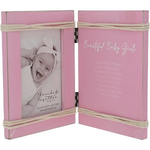 Pavilion Gift Company - Beautiful Baby Girl - 5.5" x 7.5" Hinged Sentiment Frame  (Holds 4" x 6" Photo) - Single Image Frames - 1 of 4
