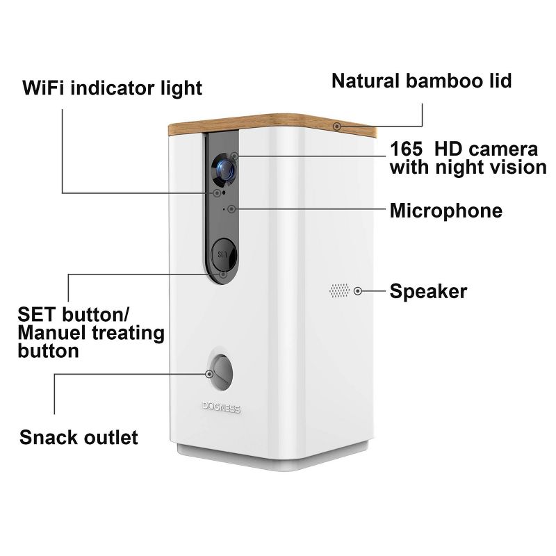 Dogness Smart HD WiFi Camera Treat Dispenser - White, 6 of 10