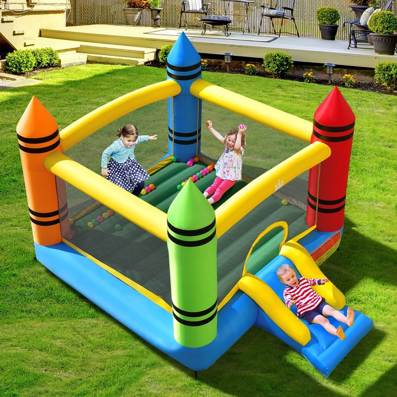 Costway Inflatable Bounce House Kids Jumping Castle w/ Slide&Ocean Balls Blower Excluded, 2 of 11