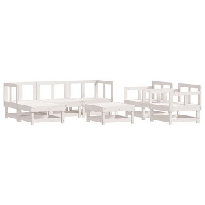 vidaXL 7 Piece Patio Lounge Set - White Outdoor Furniture Modular Solid Pine Wood for Garden, Patio, Deck - DIY Assembly - 1 of 4