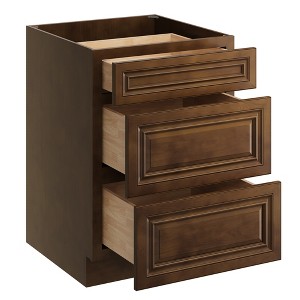 CASAINC 24 in. W x 24 in. D x 34.5 in. H Base Kitchen Cabinet with 3 Soft-Close Drawers – RTA Plywood Cabinets - 1 of 4