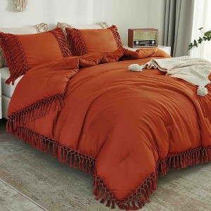 BAGOKIE 3 Pieces Boho Tassel Bed in a Bag Comforter Set - 1 of 4