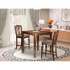 Counter Height Dining Set - 3 Piece Table & Chairs - Linen Upholstered Pub Table - 36x36 Inch Mahogany - 2 of 4
