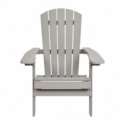 Gray Poly Resin Folding Adirondack Lounge Chairs with Arms