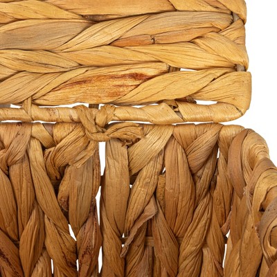 Natural Water Hyacinth Rectangular Storage Basket Set with Lids