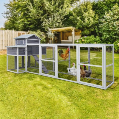 150" Extra Large Outdoor Wooden Chicken Coop with Rust,2 Nesting Boxes & 5 Perches,Durable Hen House for Backyard Poultry-Maison Boucle