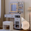 Vanity Desk with LED Lighted Mirror and Power Outlet, White Makeup Table Vanity Dressing Table with Drawers & Transparent Display Cabinet - 4 of 4