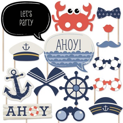 Big Dot of Happiness Ahoy - Nautical - Photo Booth Props Kit - 20 Count