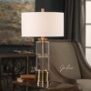 Uttermost Vaiga Glass Column Lamp – Hammered Clear Glass with Antique Brass Accents and Linen Drum Shade, 30.5" - 2 of 4